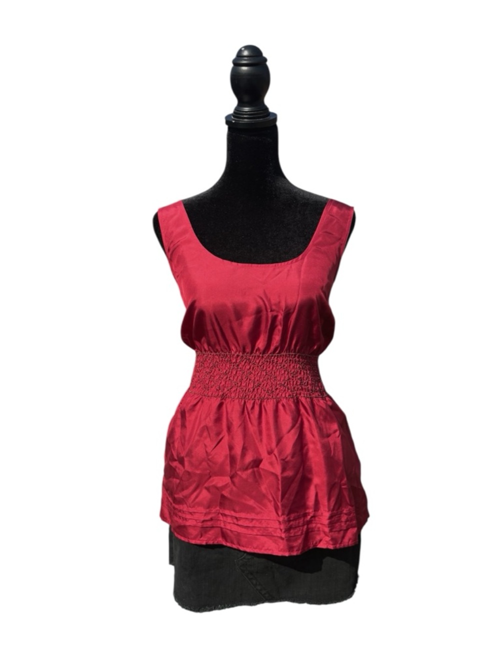 Old Navy Y2K fairy romantic deadstock 100% silk beaded ruffle trim tank maroon